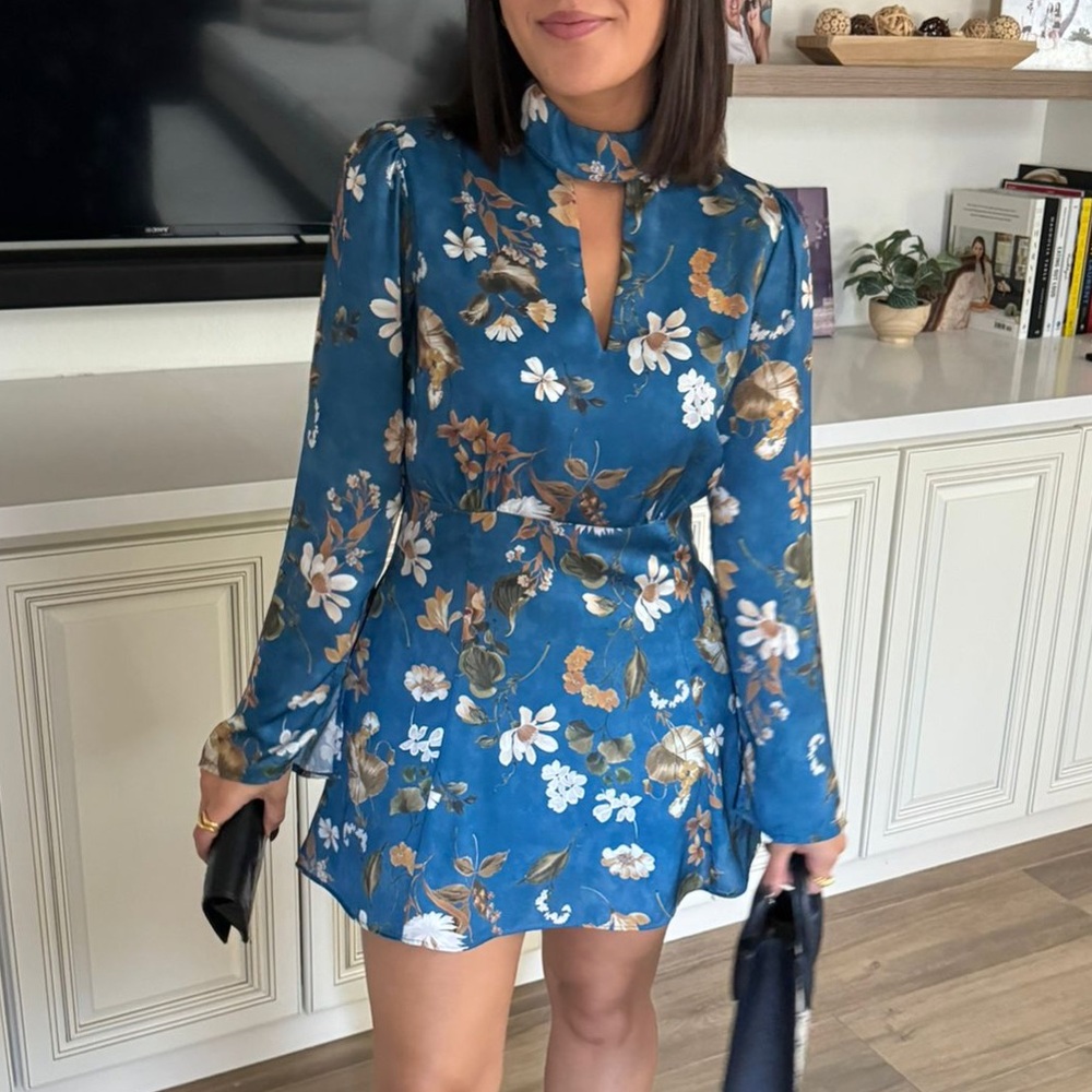 Floral Long-Sleeve Mini Dress